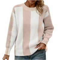 Cleanians Deagia Lagani džemperi za žene okrugli vrat džemper zimski ispis Fringe majica s dugim rukavima