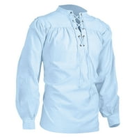 Yinmgmhj Hoodies za muškarce muškarci vrhovi modne košulje u boji Men zavoja dugih rukava Medie majica Gothic Man casual bluza svijetlo plava + 6xl