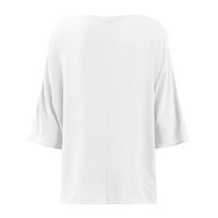 Womens V majice kratkih rukava Štampanje maslačke pamučne lanene bluze za bluzu Ljeto Loose Fit Casual Tunic Tops
