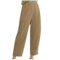 Ženske posteljine plus veličina Ljeto u boji Pamučne labave hlače Široke noge pantalone sa džepom do