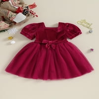 Liacowi Little Girls Haljina Dječje djevojke Božićna odjeća Square Crster Kratka rukava rukava haljina