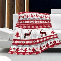 Božićni reinderi Slatka smiješna božićna pokrivačica, Crveno bacanje pokrivač za kauč, ponderirani beknica