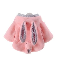 Einccm Toddler Baby Girls zimski kaput sa kapuljačom sa lukom i slatkim ušima, zadebljana jakna od ogrtača,