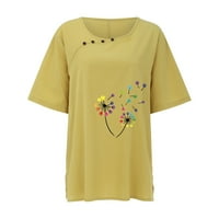 Ženske majice Žene Ležerne tipke Cvjetni ispis posade vrat kratkih rukava majica za žene