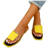 Ženske papuče ženske modne prozirne čvrste boje šivene ravne sandale i papuče cipele za žene PU žuto