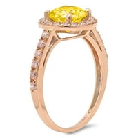 1.86ct okrugli rez žuta simulirana dijamant 14k ružičasta ruža GOLD GRAVING Izjava bridalne godišnjice Angažman vjenčanje halo prstena veličine 8