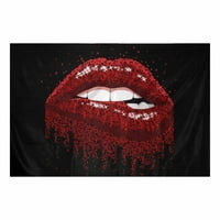 Modni seksi crveni usne grizući blistavi zid zida viseći hipi tapiserije bacanje plaže College spavao