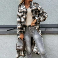Ženska casual jakna punog rukava s karijskim džepom vintage plairani ispis za ispis vjetar