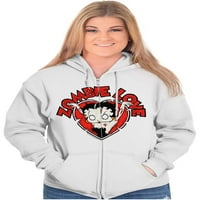 Betty boop zombi love heart zip hoodie duks žene bristične marke s