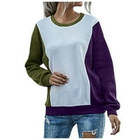 Majice za žene Moda blokiranje boje - Patchwork pulover Crew Crt Splice dugih rukava Loose dukserirt set bluza za glavu vrhunska bluza
