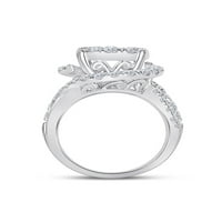 Zlatna zvjezdica 14kt Bijela zlatna princeza Diamond Bridal Vjenčani prsten set CTTW