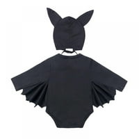 Djevojčica za bebe Dječak Halloween kostim crni bat kostim ogrtač za rub s kapu