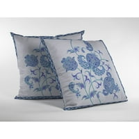 Henna Wildflower BroadCloth na otvorenom na otvorenom i zatvoreni jastuk svijetlo plavi
