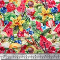 Soimoi ljubičasta pamučna proizvodna tkanina cvjetna, jagoda i lubenica plodova od tiskanog tkanine širom