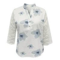Majice za ženske bluze za vuče V-izrez Cvjetni ispis svijetlo plava Sfashion Ženska bluza