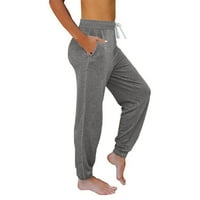 Ženski trenerci visokog struka joga hlača sa džepovima Elastični nacrticanje Joggers Atletska hlače Streteće znojne hlače