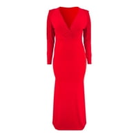 Ženska haljina s dugim rukavima Veliki reel čvrsti boja FEP V izrez Novi proizvod Jesen odjeće Vestido