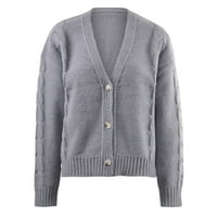 Cuoff ženski modni džemperi za žene plus veličine V-izrez kardigan ukras dugmeta prugasti pletene dukseve