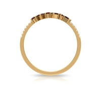 CT Garnet i dijamantna vječna prstena za žene, crveni granet minimalni prsten, polustruki granični prsten s dijamantom, poklon za godišnjicu, 14k žuto zlato, SAD 12.50