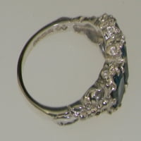 10k bijelo zlato prirodno plavo topaz ženski trilogijski prsten - veličine 7.75