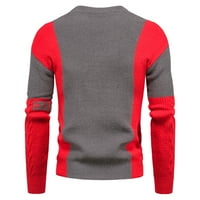 Yievit New Fashion Sports Style Muški-blokiranje tanke rastezanje pletenog džemper za čišćenje okruglih vrata Zimski džemper za toplu dno velike veličine Siva