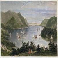 Pogled na rijeku Hudson, 1837. Nview rijeke Hudson iz West Pointa, New York. Čelično graviranje, 1837.,