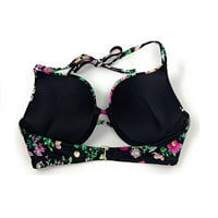 Victoria's Secretchshell dodatak-2-šalice Push-up plivanje bikini top crna cvjetna veličina 34D NWT