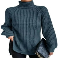 Colisha dame Jumper vrhovi dugih rukava pleteni džemperi Chunky pleteni džemper od labavog šik turtleneck pulover vojska zelena xl