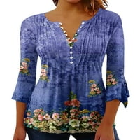 Prednjeg swald-a Gump up bluze za žene cvjetne košulje s rukavima V vrat Pleased prednja ležerna bluza