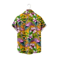 Ljetni crtani muške košulje za muške vintage flamingo za ljeto, modna casual košulja, kratki rukav vrh