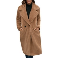 Žene kapute jakne na prodaju i čišćenje Ženska modna zima toplo čvrsto dugme Produljeno plišano duga ruka za dugih rukava snimljena