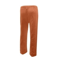Ženske hlače struk pamučna posteljina Ležerne prilike Rela fit elastic labavi palazzo široki lounge hlače čvrste pantalone bronza