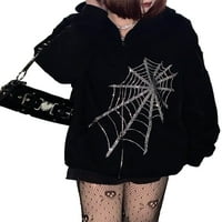 Aunavey Women Y2K estetski hoodie grafički pauk jakne za pund duks