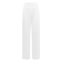 Ediodpoh Ženski visoki struk široki noga labavi pantalone Dukseve Žene Ležerne hlače Bijelo l