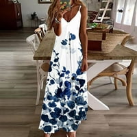 Sundress za žene, TIANEK Ljetni Long Maxi Casual Tenk Spaghetti remen Cvjetno plaža Labava haljina bez rukava