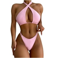 Honeeladyy ženske zavoja šuplje čvrsti atraktivni bikini push-up podstavljeni kupaći kostimi kupalište za plažu set plivajući kratke hlače žene