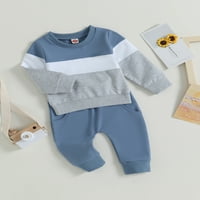 Baby Boy Hlače postavljene kontrastne dugih rukava dugih rukava + dukseri za crtanje, padne odijelo