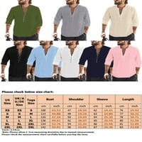 HAITE muškarci vrhovi tunike dugih rukava V izrez košulja Radna bluza Dnevna gumba za nošenje dolje