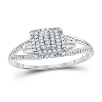 Čvrsti 10k bijeli zlatni okrugli dijamantski klaster Split-Shank angažman obdarnice za vjenčanje GT.