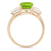 4.0ct smaragdni rez zeleni prirodni peridot 18K žuti zlatni gravirajući izjavu godišnjica Angažovanje vjenčanja Trobotna prstena veličine 8