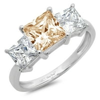 2.62ct Princess Cut Yellow Moissine 14K bijelo zlatni godišnjica Angažmane kamene prstene veličine 10