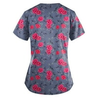 Cleance Women Bluzes Dressy V-izrezani bluza Ležerne prilike za bluze, moda kratkih rukava, Crvena,