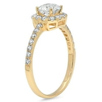 1. CT sjajna princeza Clear Simulirani dijamant 18k žuti zlatni halo pasijans sa Accenting prstenom