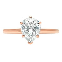 1. CT kruški rezan originalni kultivirani dijamant Si1-si G-H 14K Rose Gold Solitaire Promise Remise Vjenčanje Izjava o zaručivanju Dizajnerske prstene veličine 5.5