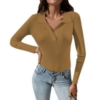 Džemper za žene Ženske žene, pune boje pletena džemper dno dno džemper na vrhu pada odjeća