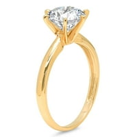 2. CT sjajan okrugli rez Clear Simulirani dijamant 18k žuti zlatni pasijans prsten sz 8