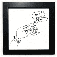 Ručni cvijet vaza uzorak crnog kvadratnog okvira Slika zidne tablet