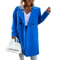 Abtel Ladies grašak kapu sa dugim kaputom dugim kaputom Topla jakna Ženska ležerna kaputacija Plava XL