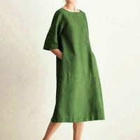 Baggy Kaftan duga haljina za žene plus veličine posteljine haljine Ljetni casual bez rukava Crewneck