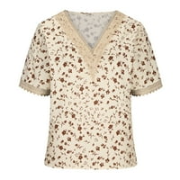 Gruipure CACH Bluze za žene plus veličine kratkih rukava V V izrez košulje Ljeto čipke Ležerne prilike Moda Boho cvjetna tunika